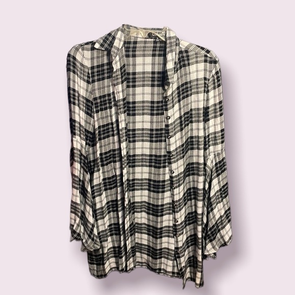 LULUS Black‎ & White Plaid Midi Button Down Cardigan - Picture 1 of 12